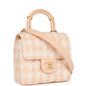 Chanel Mini Square Flap With Top Handle Light Orange And Ecru Tweed Antique Gold Hardware