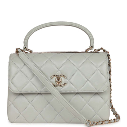 Chanel Large Trendy Cc Bag Grey Lambskin Light Gold Hardware