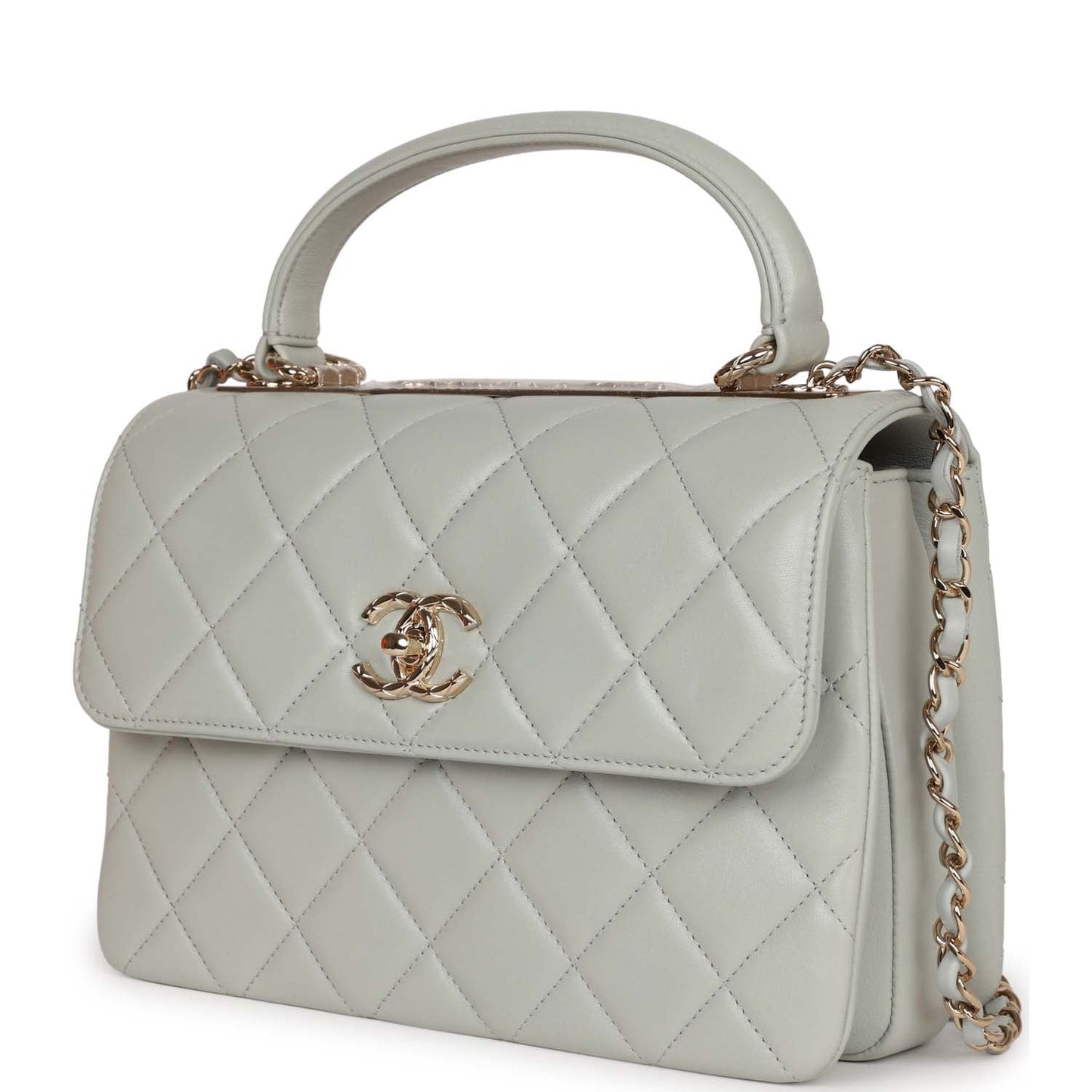 Chanel Large Trendy Cc Bag Grey Lambskin Light Gold Hardware