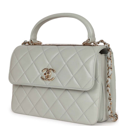Chanel Large Trendy Cc Bag Grey Lambskin Light Gold Hardware