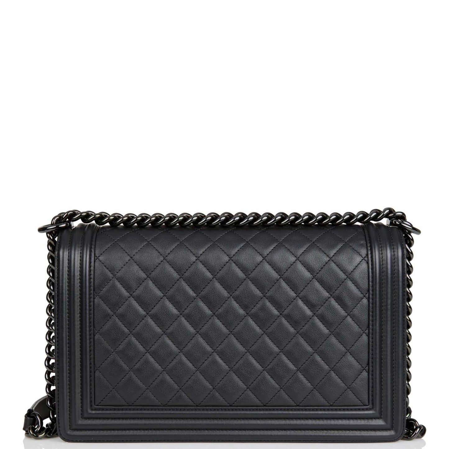Chanel New Medium Boy Bag So Black Calfskin Black Hardware