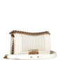 Chanel Small Boy Bag White Calfskin With Imitation Pearls Light Gold Hardware