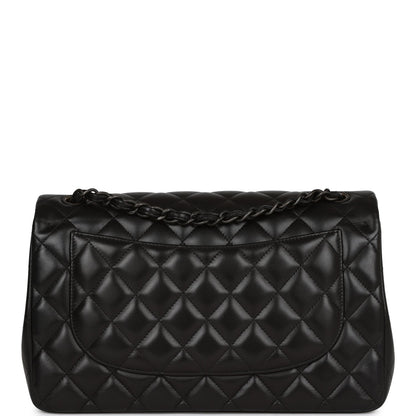 Chanel Jumbo Classic Double Flap Bag So Black Lambskin Black Hardware