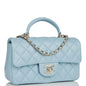 Chanel Mini Rectangular Flap With Top Handle Blue Lambskin Light Gold Hardware