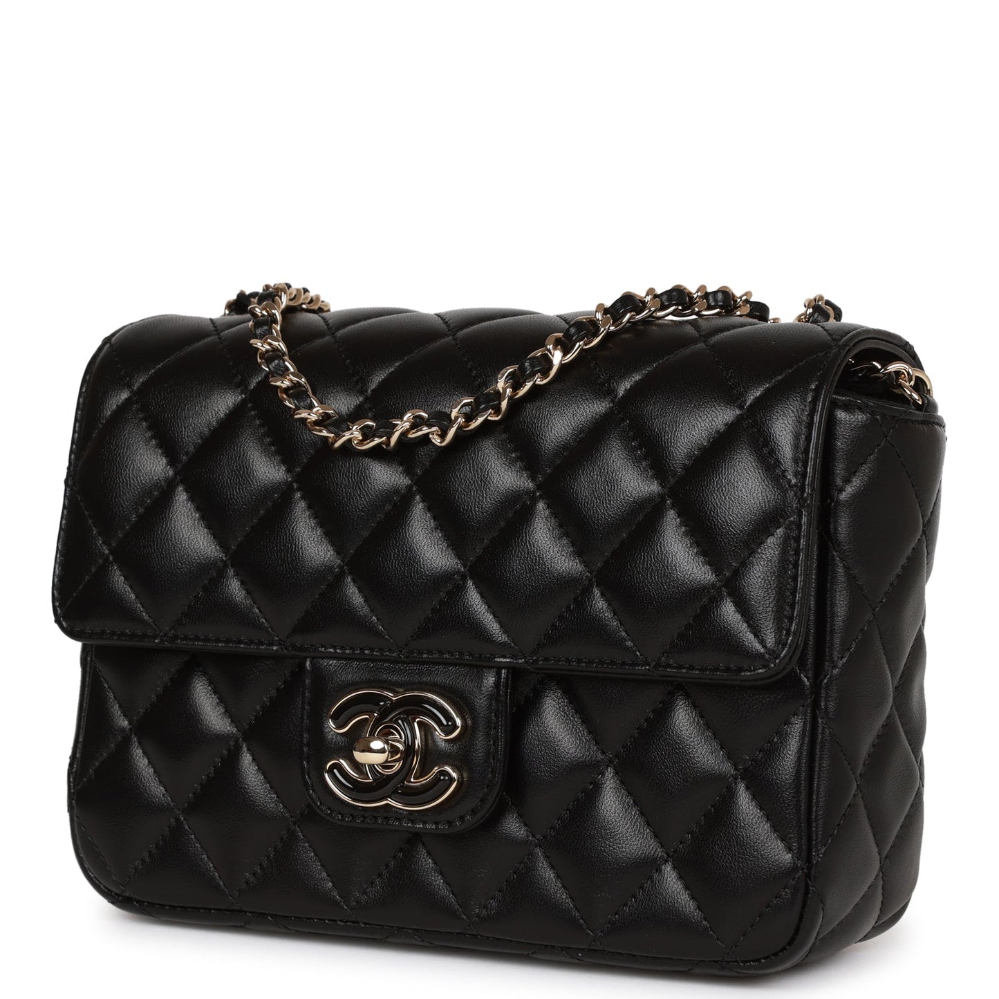 Chanel Candy Heart Mini Flap Bag Black Lambskin Enamel And Light Gold Hardware