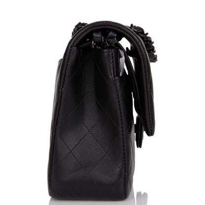 Chanel Medium Classic Double Flap Bag So Black Lambskin Quilted Black Hardware