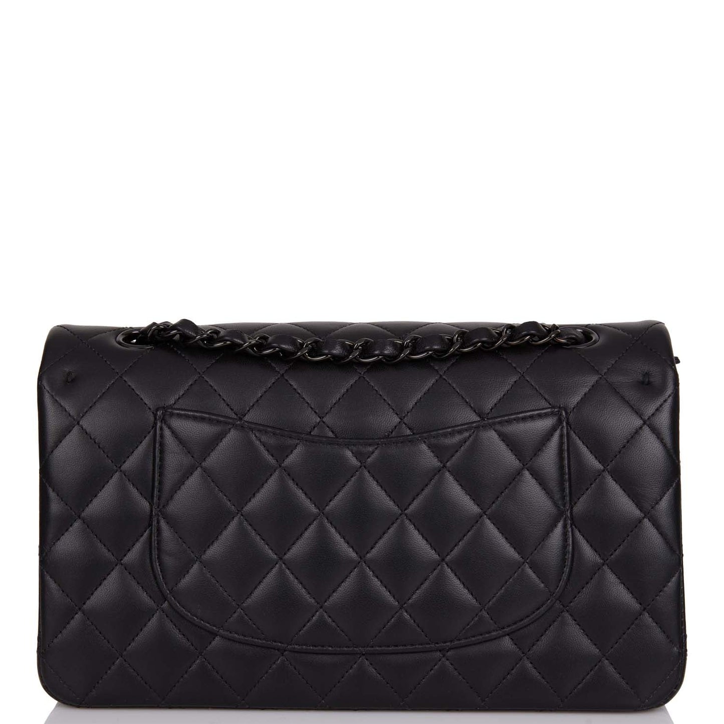 Chanel Medium Classic Double Flap Bag So Black Lambskin Quilted Black Hardware