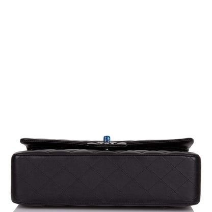 Chanel Medium Classic Double Flap Bag So Black Lambskin Quilted Black Hardware
