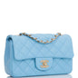Chanel Mini Rectangular Flap Bag Blue Lambskin Light Gold Hardware