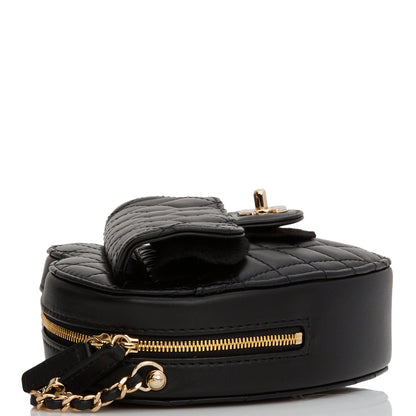 Chanel Cc In Love Large Heart Bag Black Lambskin Light Gold Hardware
