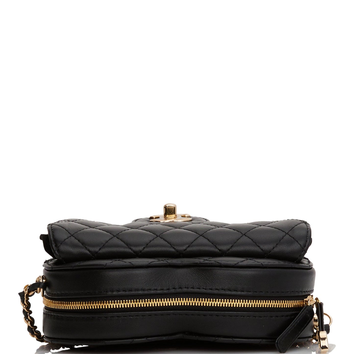 Chanel Cc In Love Large Heart Bag Black Lambskin Light Gold Hardware