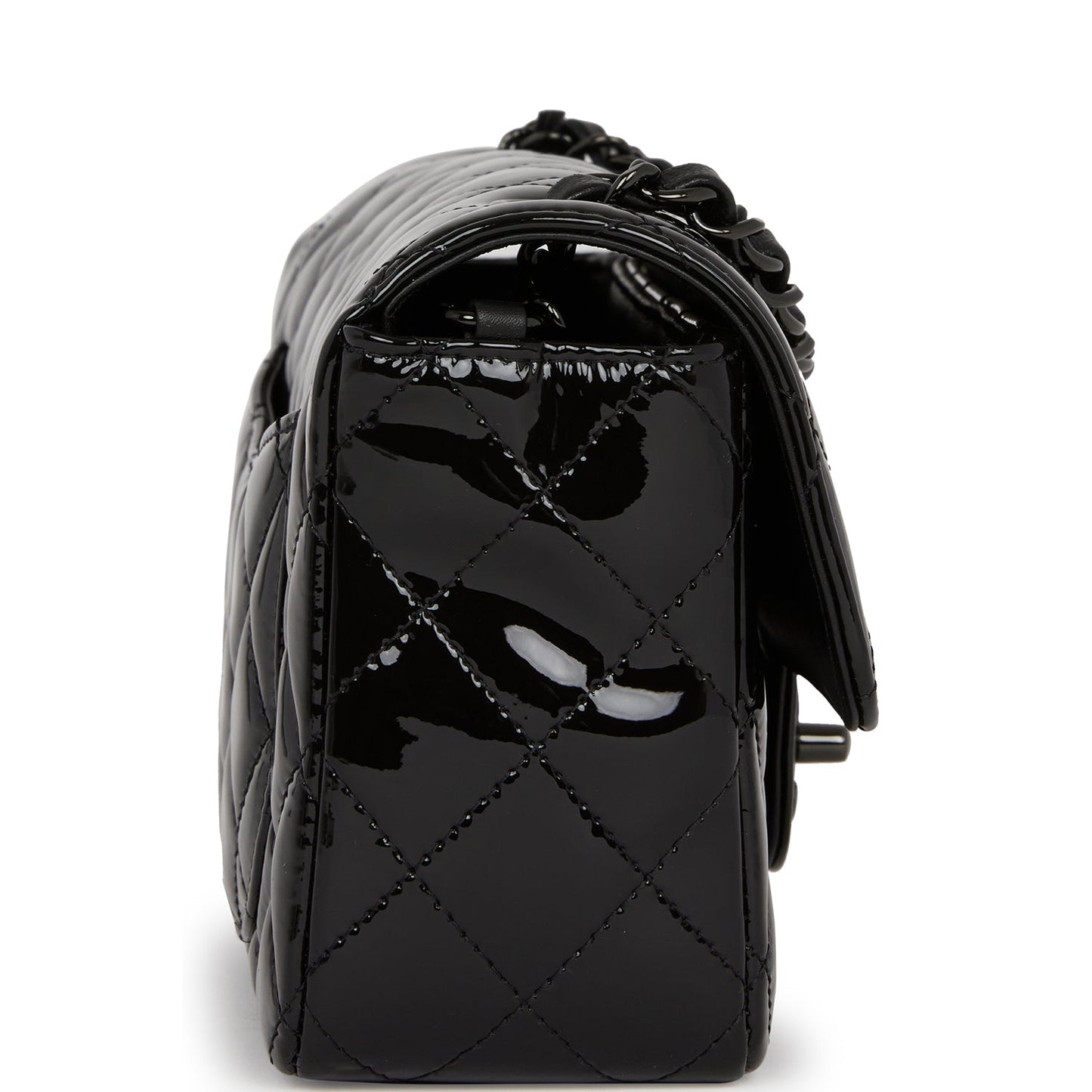 Chanel Mini Rectangular Flap Bag So Black Patent Black Hardware