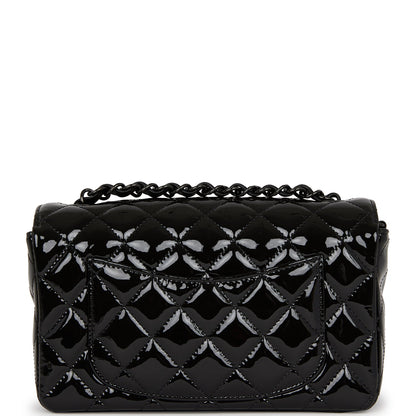 Chanel Mini Rectangular Flap Bag So Black Patent Black Hardware