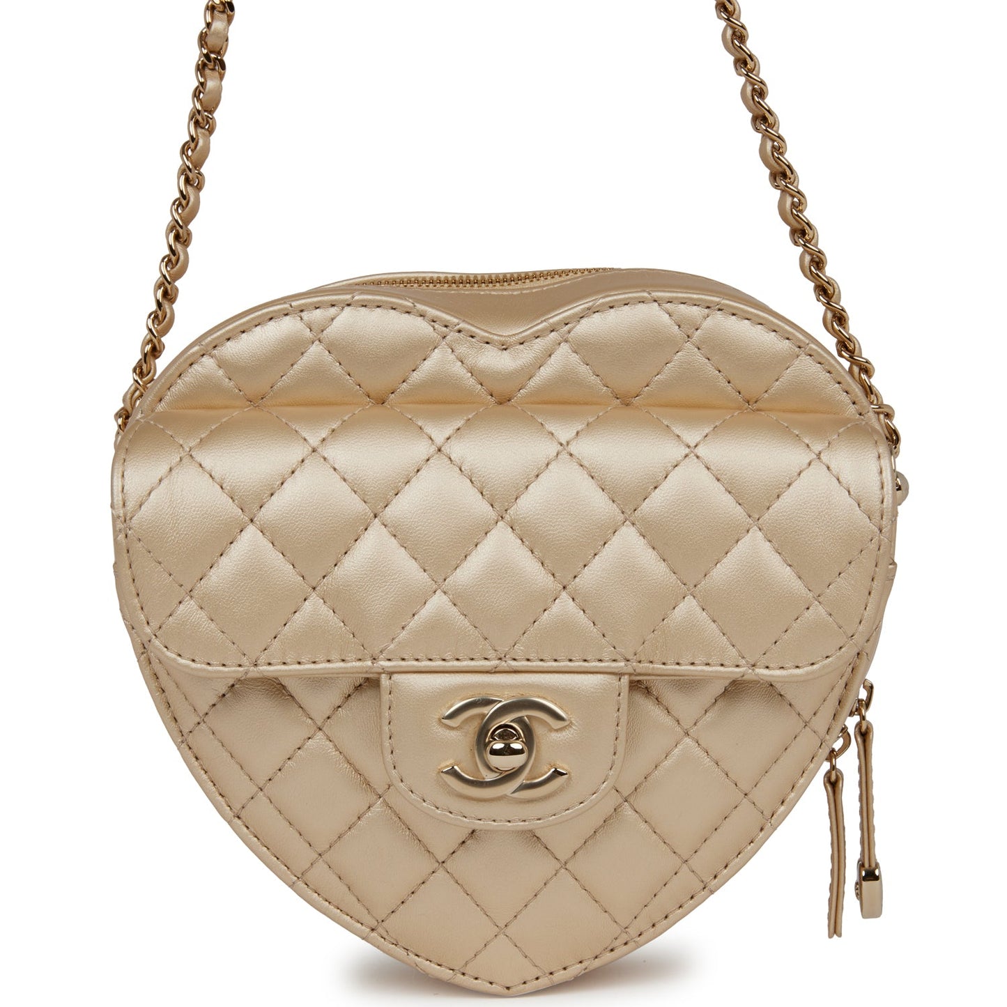 Chanel Cc In Love Large Heart Bag Gold Lambskin Light Gold Hardware