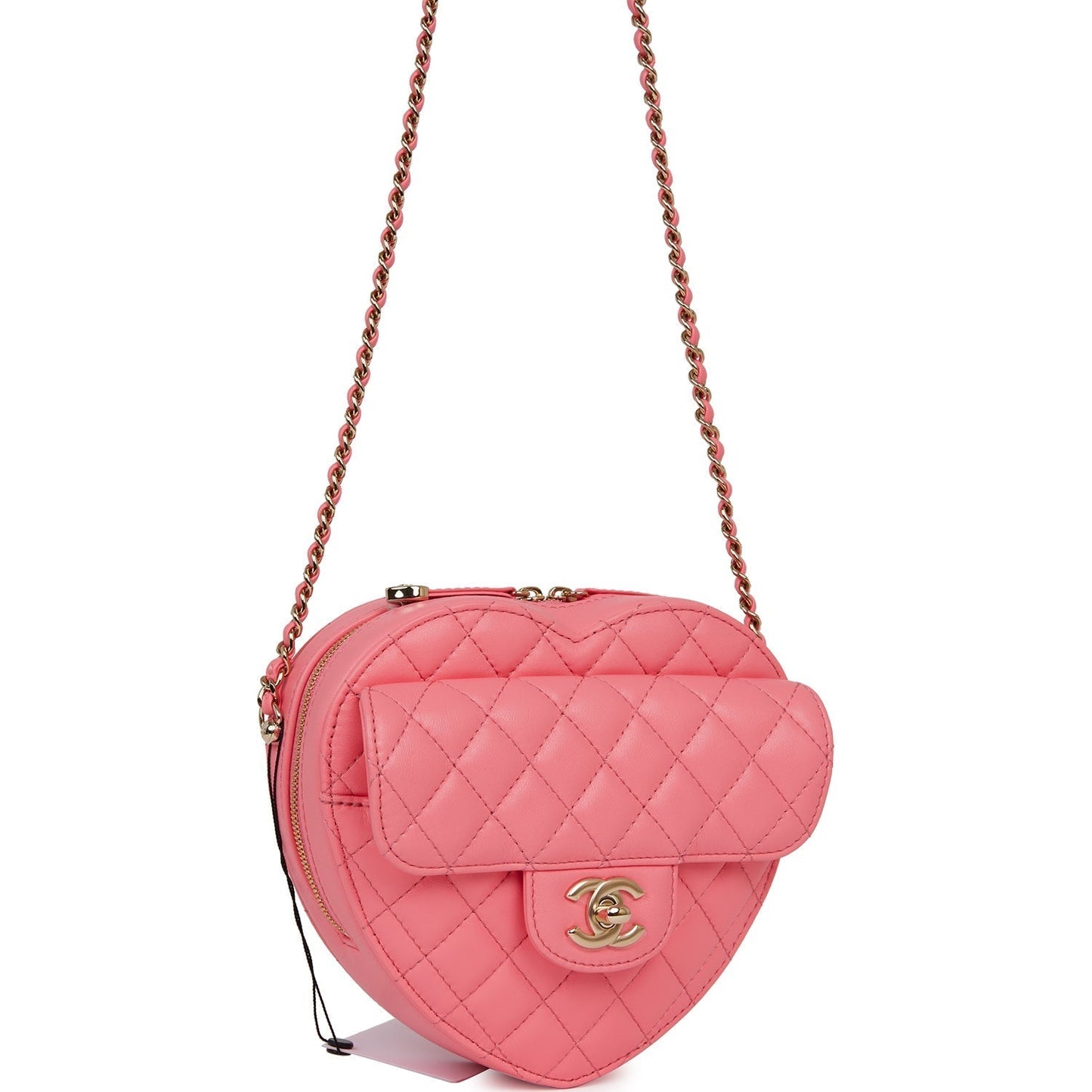 Chanel Cc In Love Large Heart Bag Pink Lambskin Light Gold Hardware