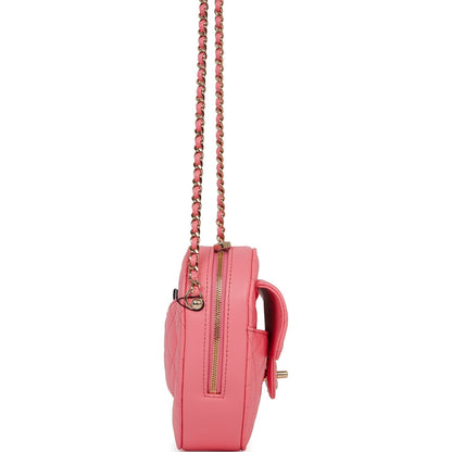 Chanel Cc In Love Large Heart Bag Pink Lambskin Light Gold Hardware