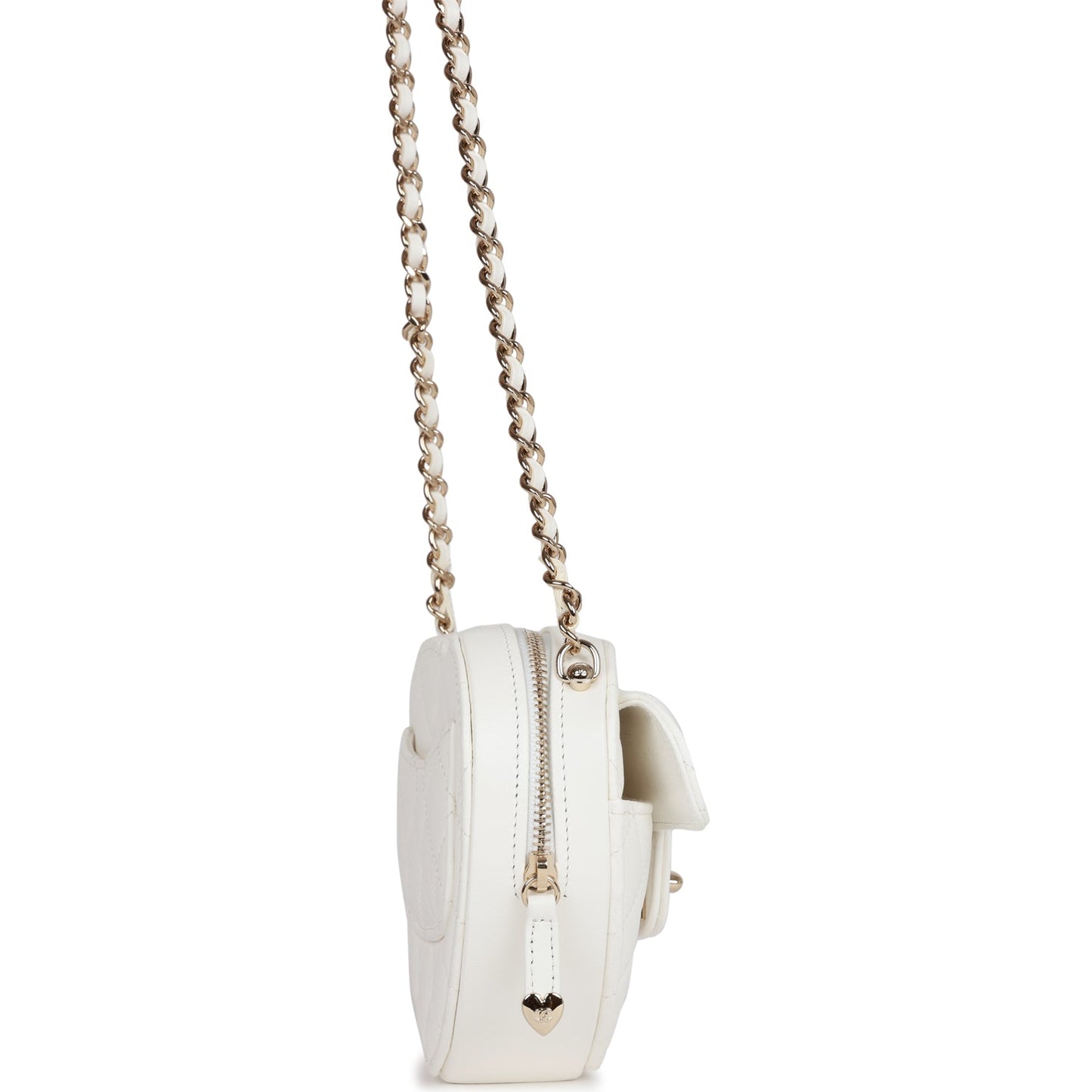 Chanel Cc In Love Heart Clutch With Chain White Lambskin Light Gold Hardware