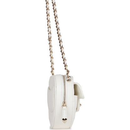 Chanel Cc In Love Heart Clutch With Chain White Lambskin Light Gold Hardware