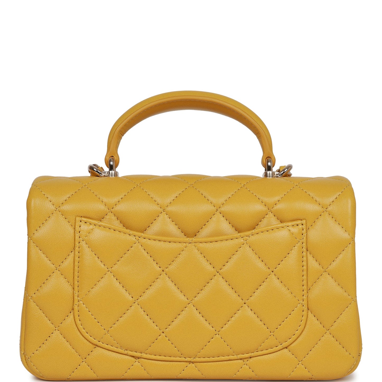 Chanel Mini Rectangular Flap With Top Handle Yellow Lambskin Light Gold Hardware