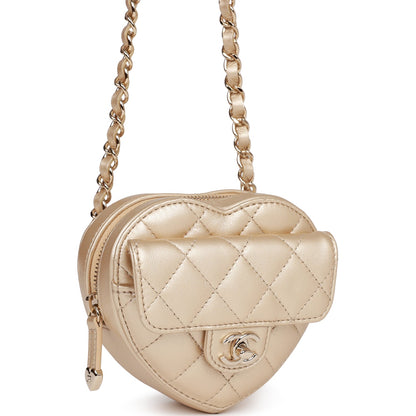Chanel Cc In Love Heart Belt Bag Gold Lambskin Light Gold Hardware