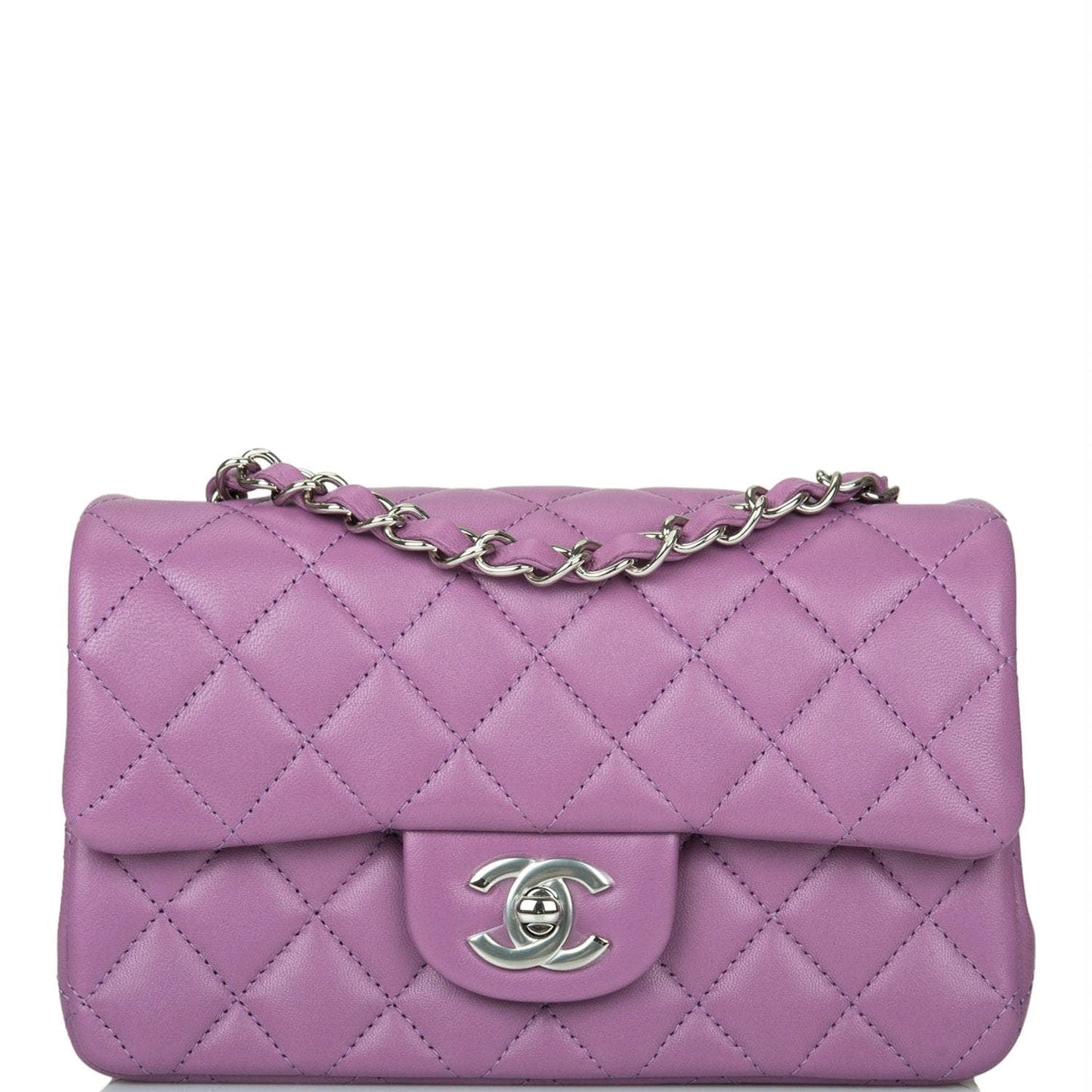 Chanel Classic Flap Lambskin Silver Shoulder Bag