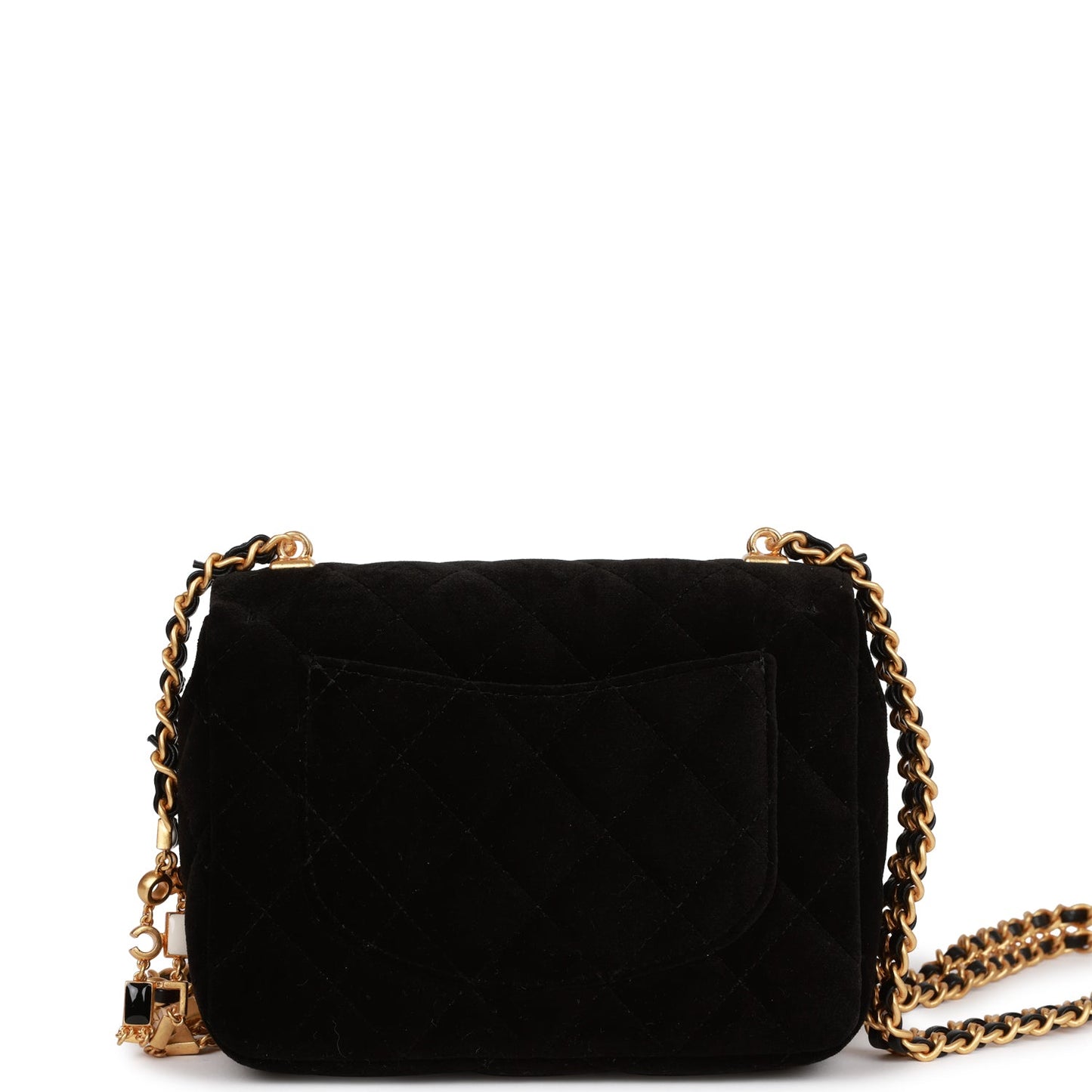 Chanel Mini Flap Bag Black Velvet Enamel And Gold Hardware
