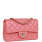 Chanel Mini Rectangular Flap Bag Pink Iridescent Lambskin Light Gold Hardware