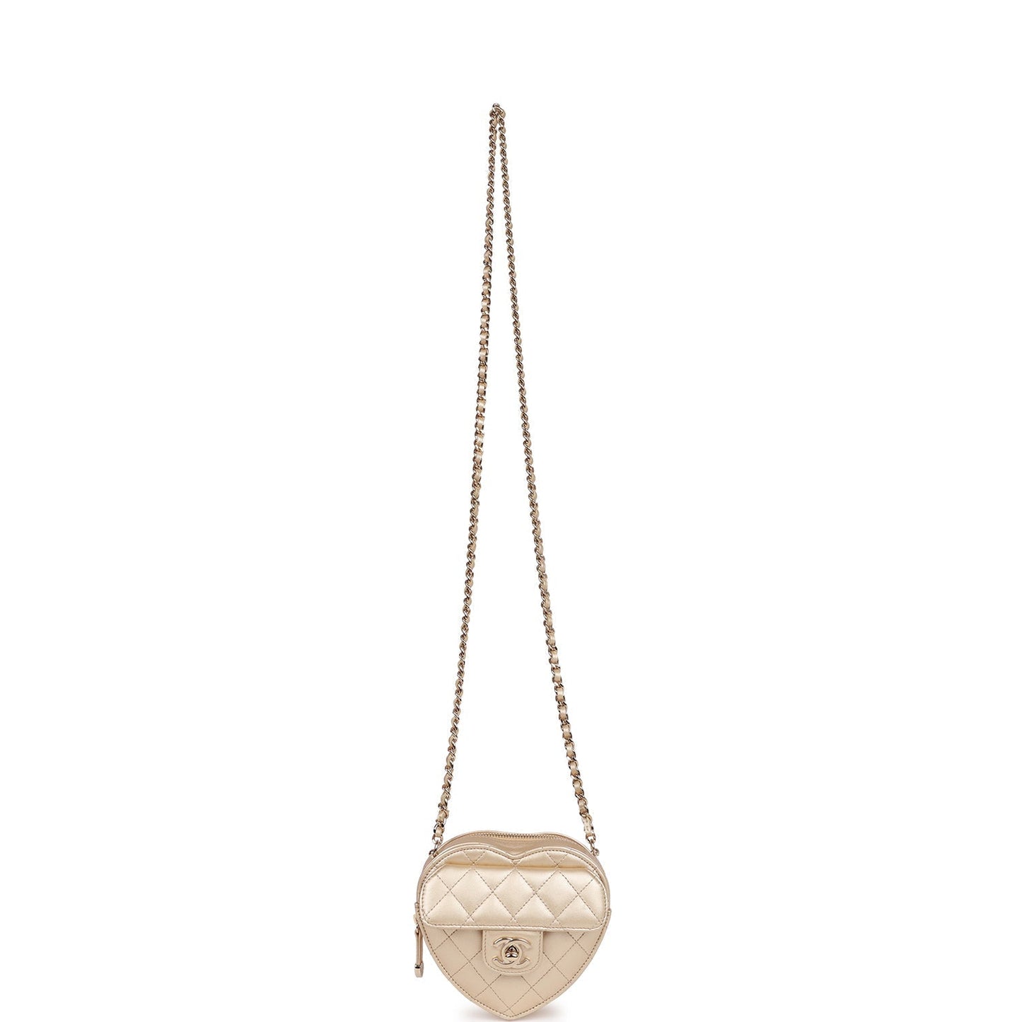 Chanel Cc In Love Heart Clutch With Chain Gold Lambskin Light Gold Hardware