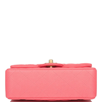 Chanel Mini Rectangular Flap Bag With Top Handle Pink Caviar Antique Gold Hardware