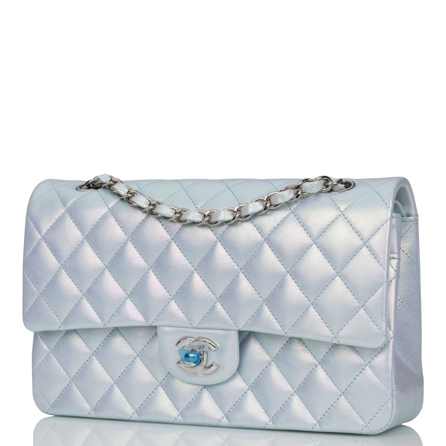 Chanel Pst Lambskin Silver Tote Bag Lambskin