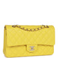 Chanel Medium Classic Double Flap Bag Yellow Caviar Light Gold Hardware