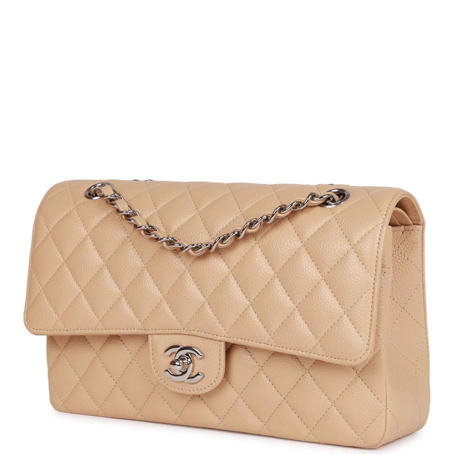 Chanel Pst Lambskin Silver Tote Bag