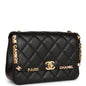 Chanel Monaco Mini Flap Bag Black Lambskin Antique Gold Hardware