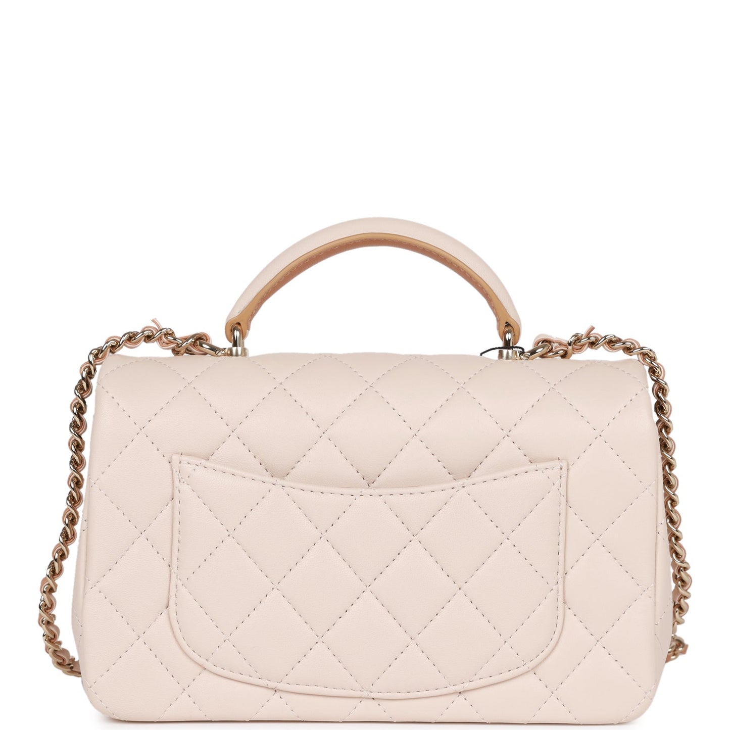 Chanel Mini Rectangular Flap With Top Handle Beige And Caramel Lambskin Light Gold Hardware