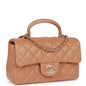 Chanel Mini Rectangular Flap With Top Handle Caramel Lambskin Light Gold Hardware