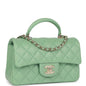 Chanel Mini Rectangular Flap With Top Handle Light Green Lambskin Light Gold Hardware