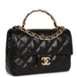 Chanel Mini Rectangular Flap With Top Handle Black Lambskin Gold Hardware