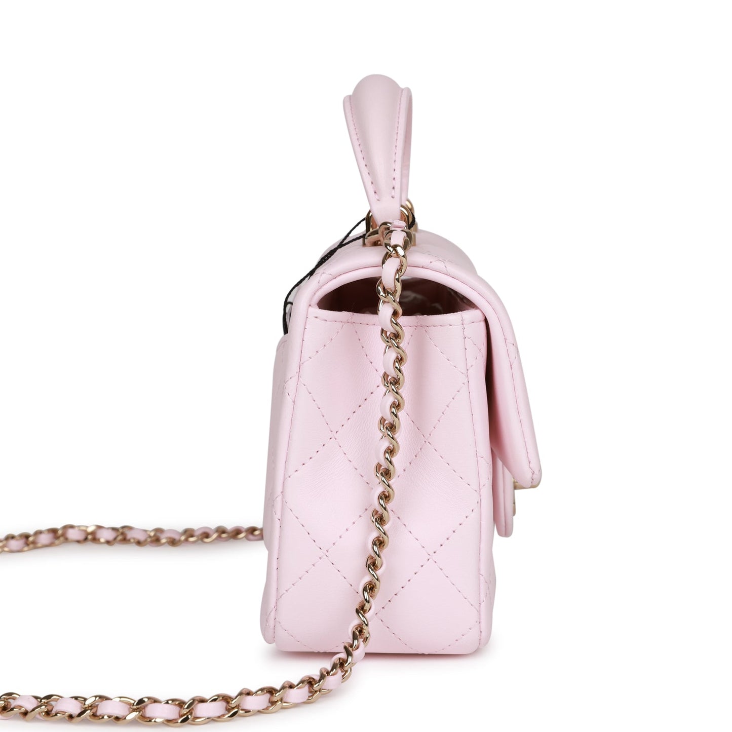 Chanel Mini Rectangular Flap Bag With Top Handle Light Pink Lambskin Light Gold Hardware