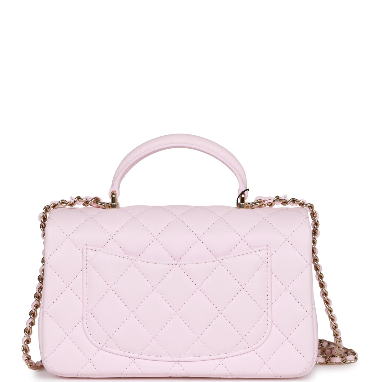 Chanel Mini Rectangular Flap Bag With Top Handle Light Pink Lambskin Light Gold Hardware