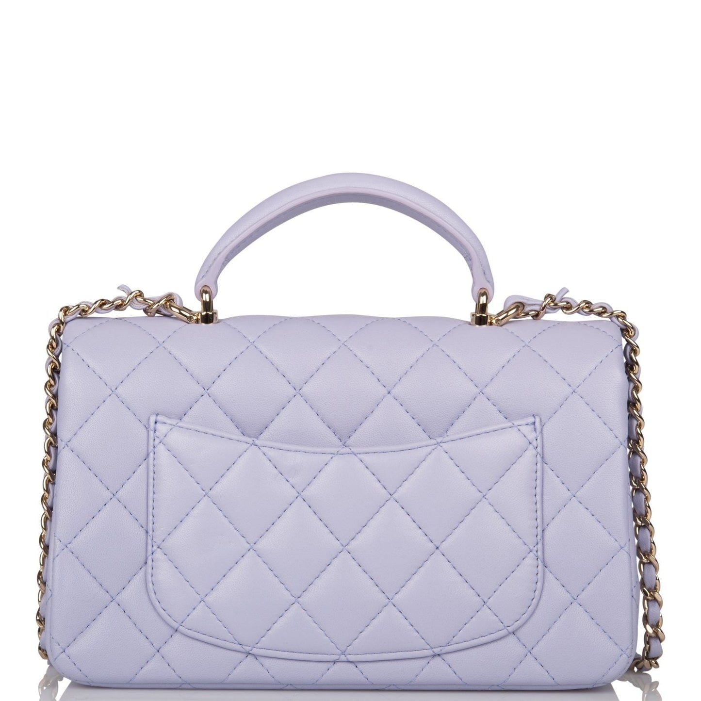 Chanel Mini Rectangular Flap With Top Handle Lavender Lambskin Light Gold Hardware