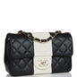 Chanel Mini Rectangular Flap Bag Black And White Lambskin Light Gold Hardware