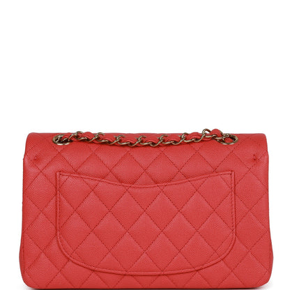 Chanel Small Classic Double Flap Red Caviar Light Gold Hardware