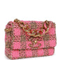 Chanel Small Elegant Chain Flap Bag Pink And Beige Tweed Gold Hardware