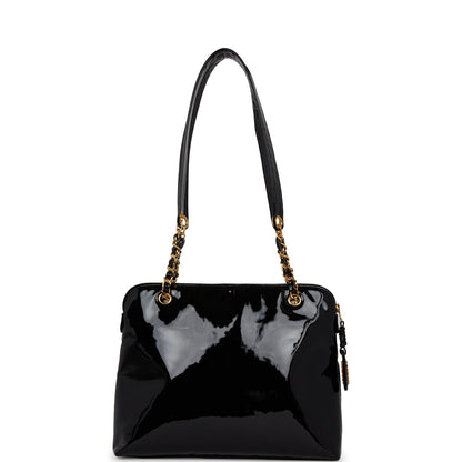 Chanel Tote Bag Black Patent Gold Hardware