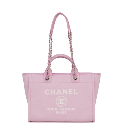 Chanel Deauville Leather Silver Tote Bag Leather