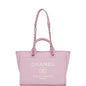 Chanel Deauville Leather Silver Tote Bag Leather