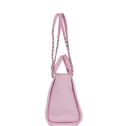 Chanel Deauville Leather Silver Tote Bag Leather