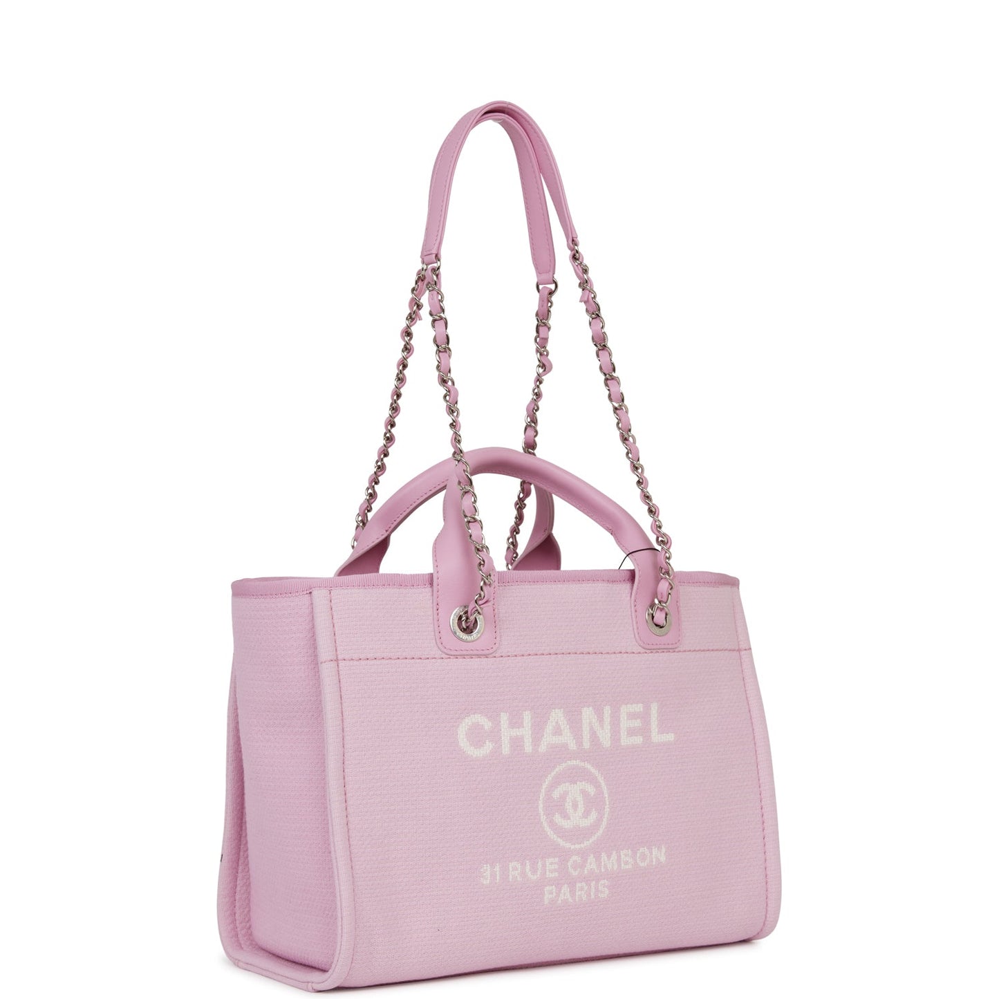 Chanel Deauville Leather Silver Tote Bag