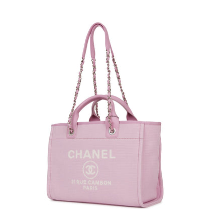 Chanel Deauville Leather Silver Tote Bag