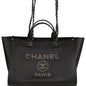 Chanel Large Deauville Shopping Bag Black Caviar Light Gold Hardware